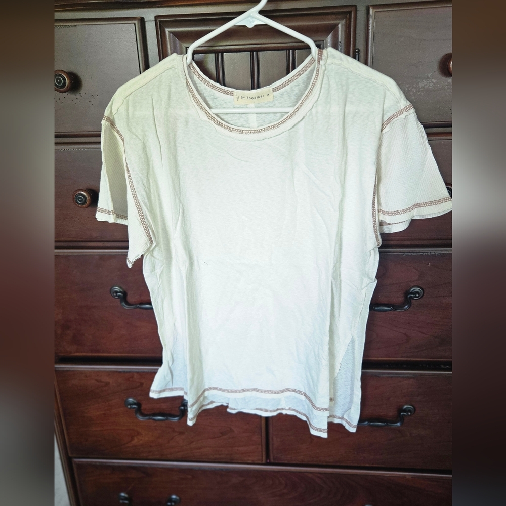 🌻NWOT, By Together, Women's Cream Top with Accents, Sz. M